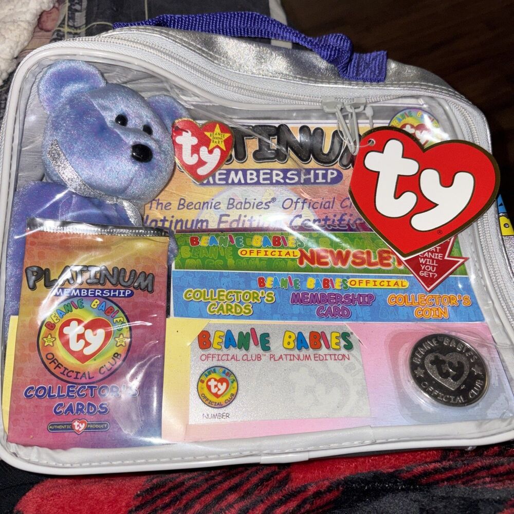 TY Beanie Babies Official Club Platinum Edition Collectors Bag Case Toy Set NWT